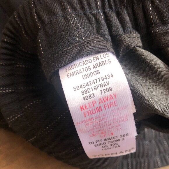 Topman Navy Pin Stripe Pants Size 30 Waist , Cropped Dress Pants - Picture 7 of 10